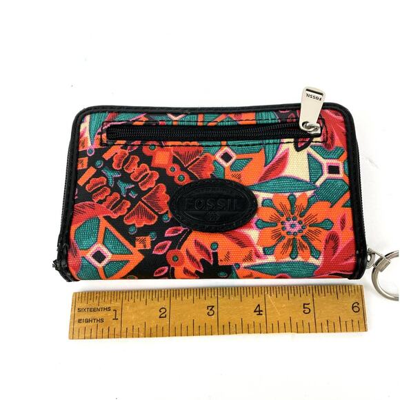 Fossil Graphic Floral Zip Around Accordion Style Wallet Card Holder - Picture 7 of 7